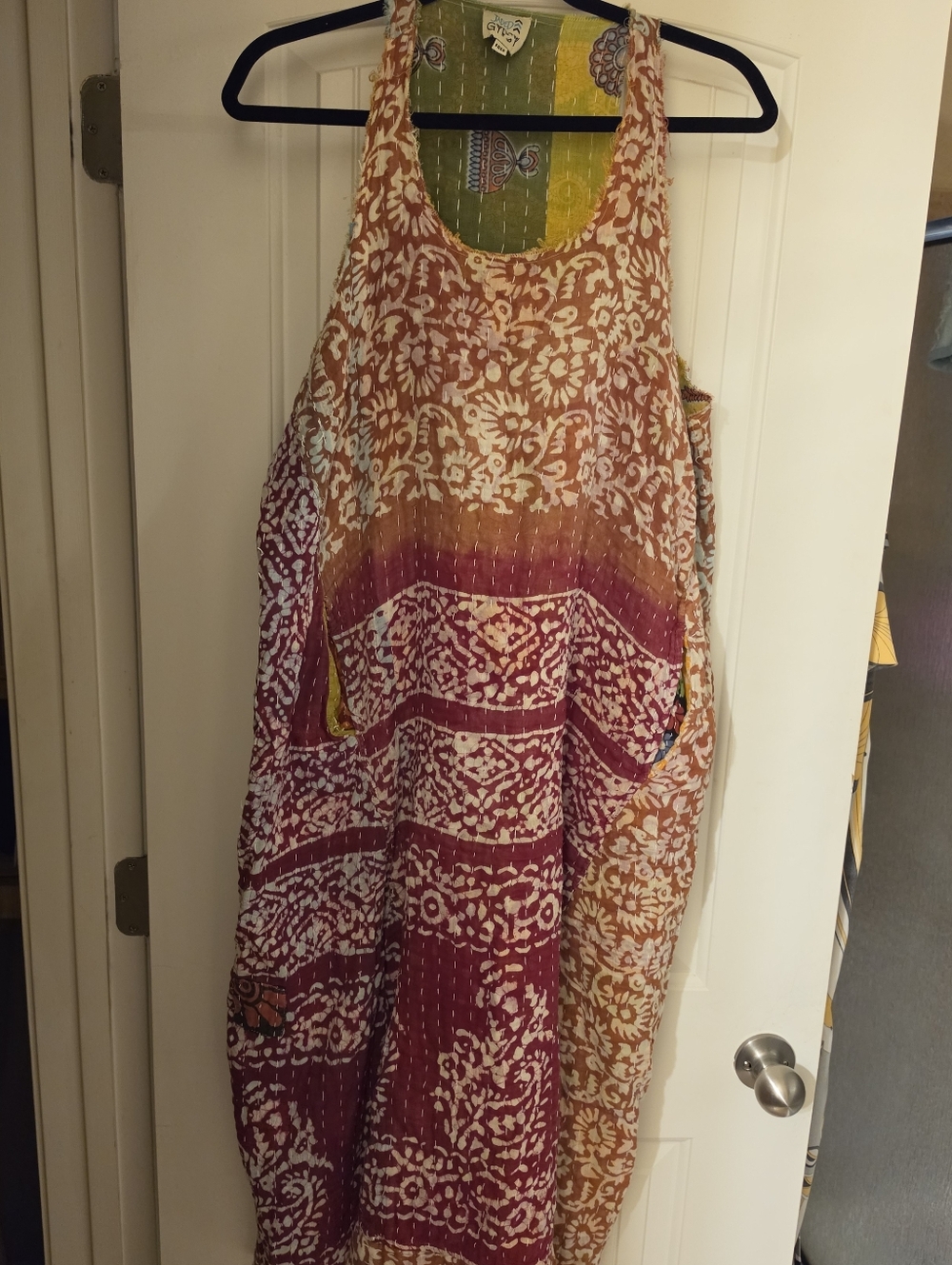 Jaded Gypsy Boho Printed Sleeveless Maxi Dress in Rust, Magenta & Yellow